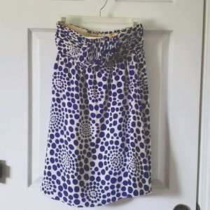 Alice + Olivia Strapless Blue Polka-dot Dress, XS